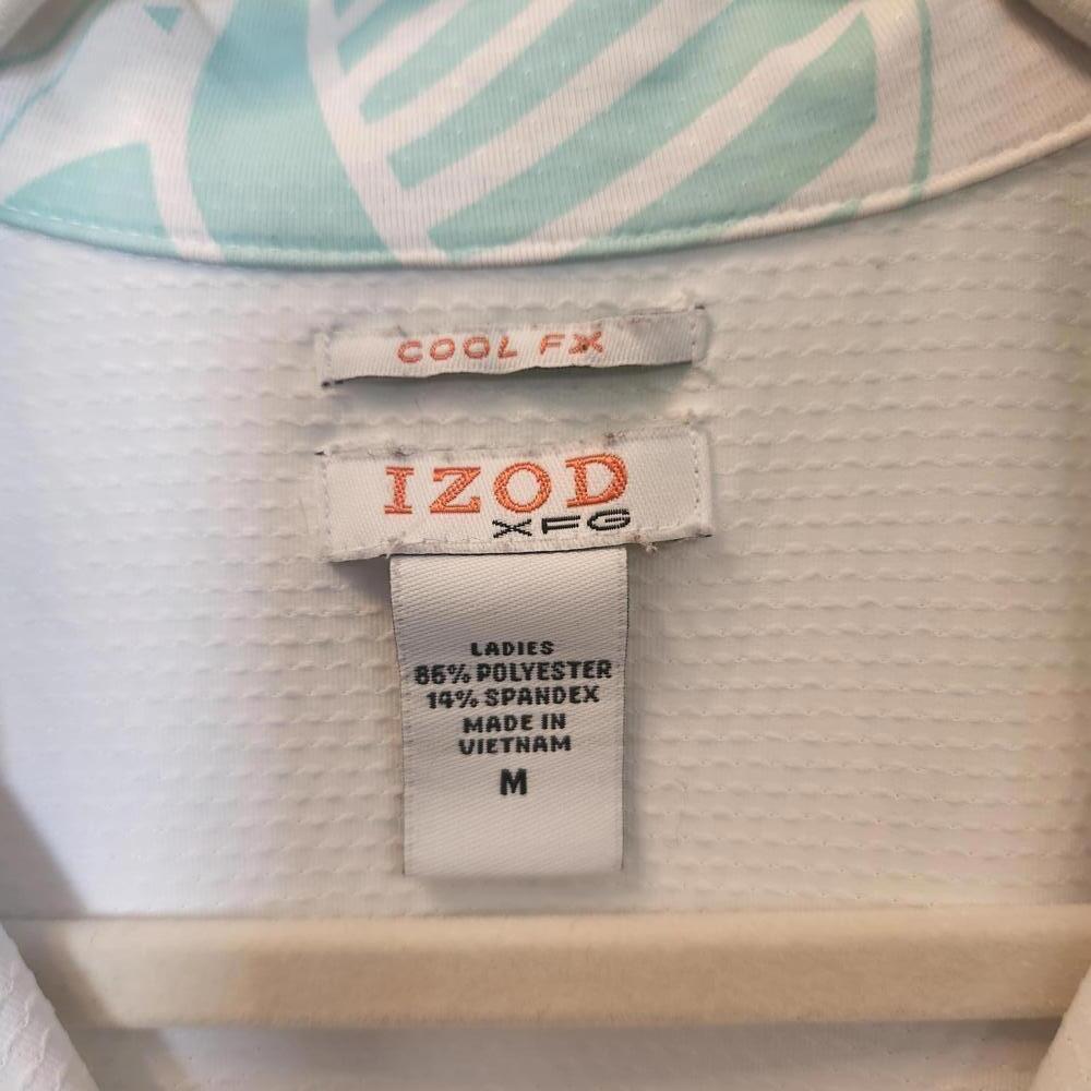 IZOD Ladies Cool FXG Short Sleeve Polo- Mint Green Pattern- Size Medium - Picture 2 of 6